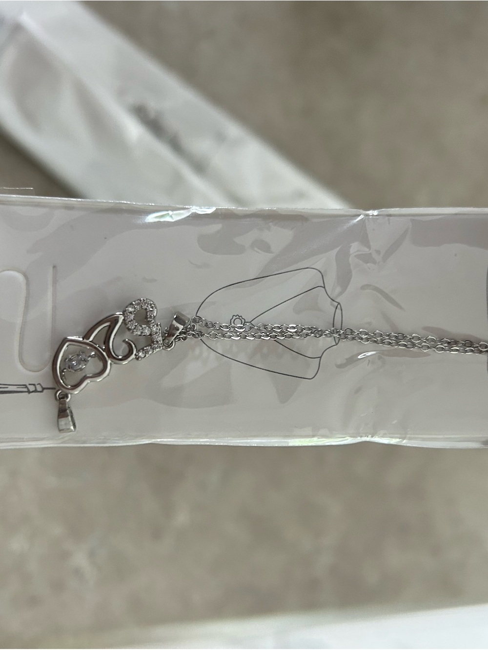 4/!50 Silver Heart & Pave Crystal Pendant Necklace - Silver